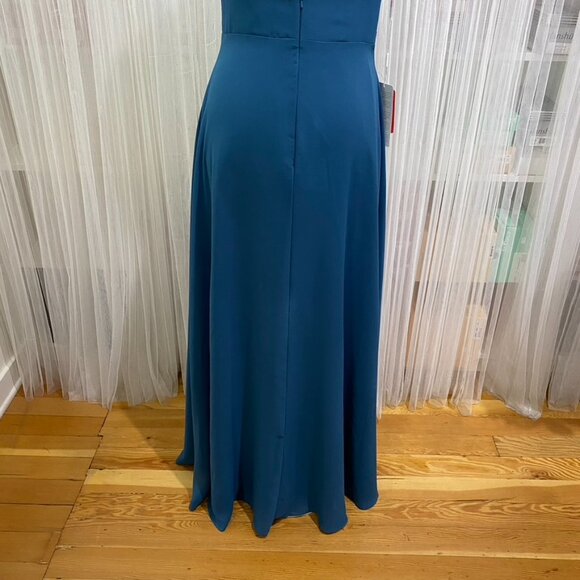 JJ's House Ink A-line V-Neck Floor-Length Chiffon Bridesmaid Dress Size 10 - Picture 8 of 16